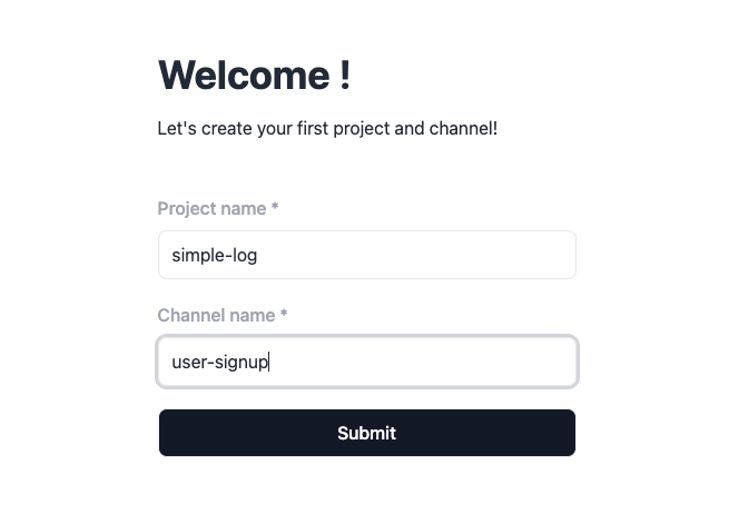 Setup first project and channel in SimpleLog